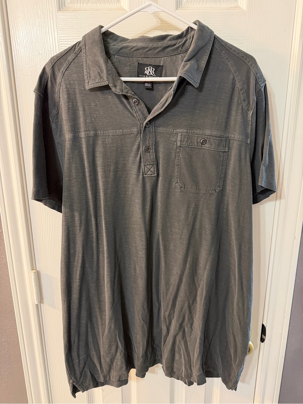 Rock & Republic Men’s Gray Short-Sleeve Polo Shirt Size 2XL